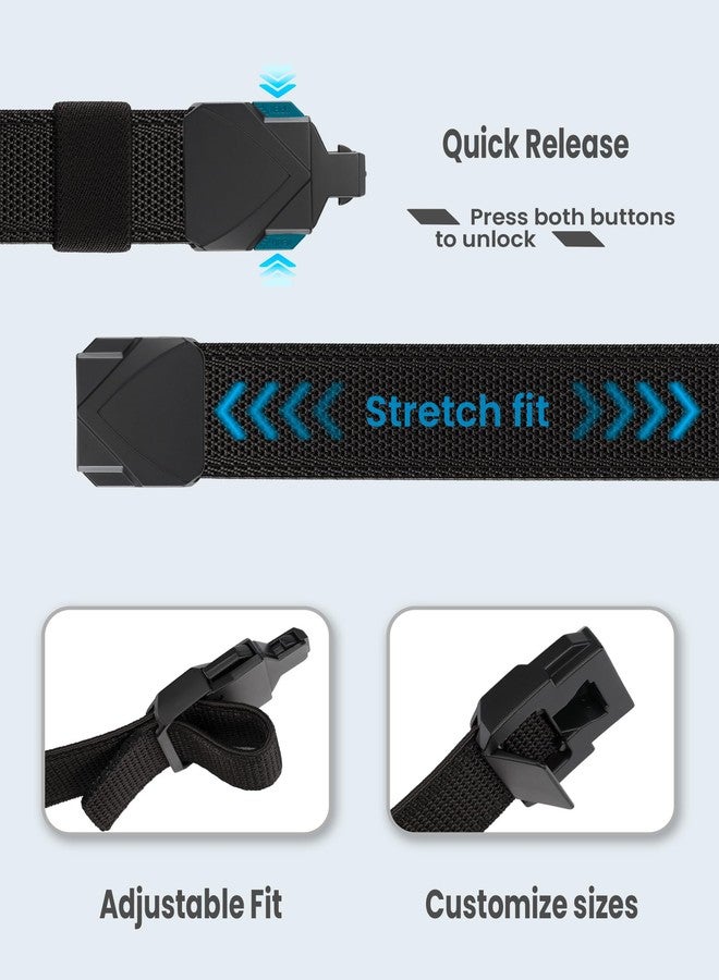 GEIT Stretch Nylon Belt with Quick Release Metal Buckle, 1 3/8" Casual Golf Tactical Invisible Elastic Web Belt - Image 3